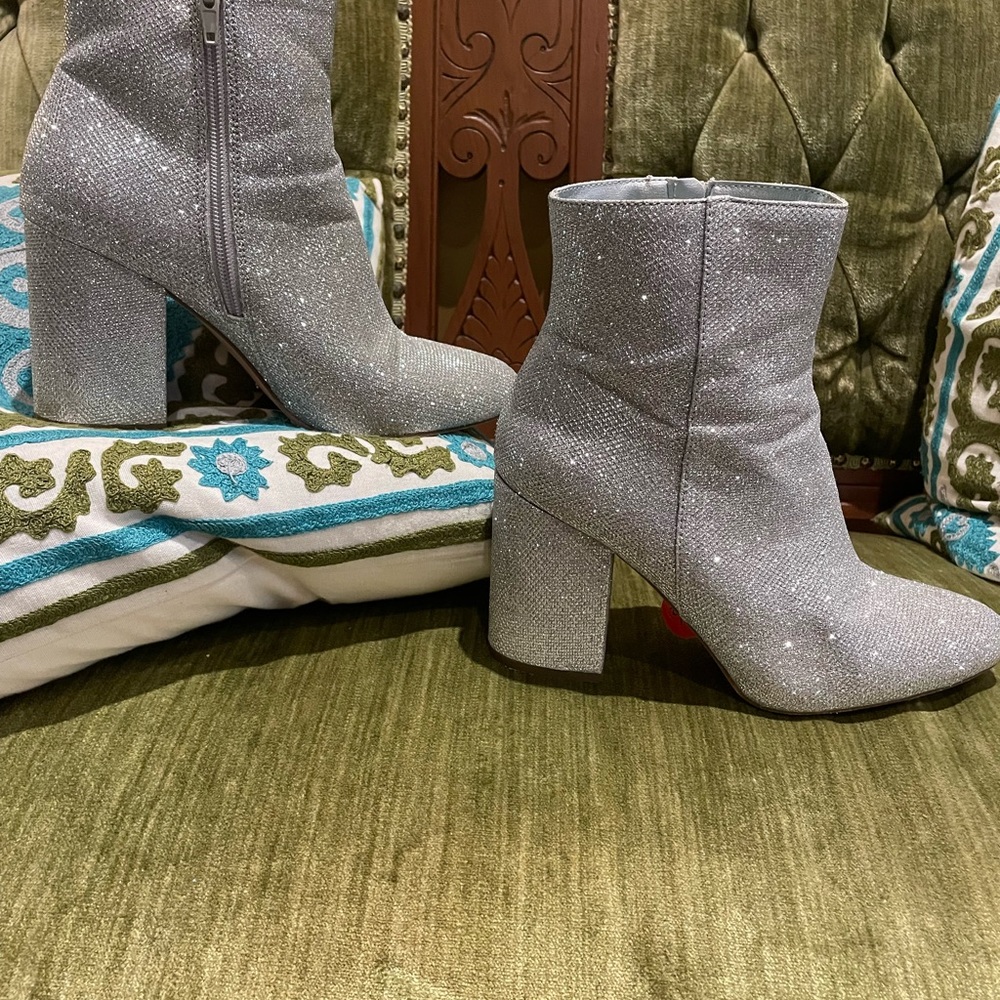 Silver Sparkle Madden Girl Ankle Boots